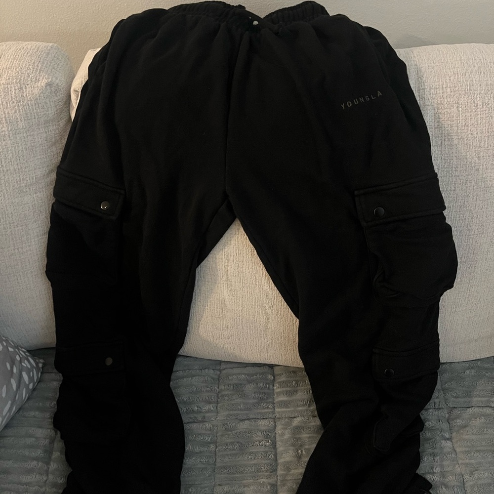 YoungLA Men's Black Cargo Pants